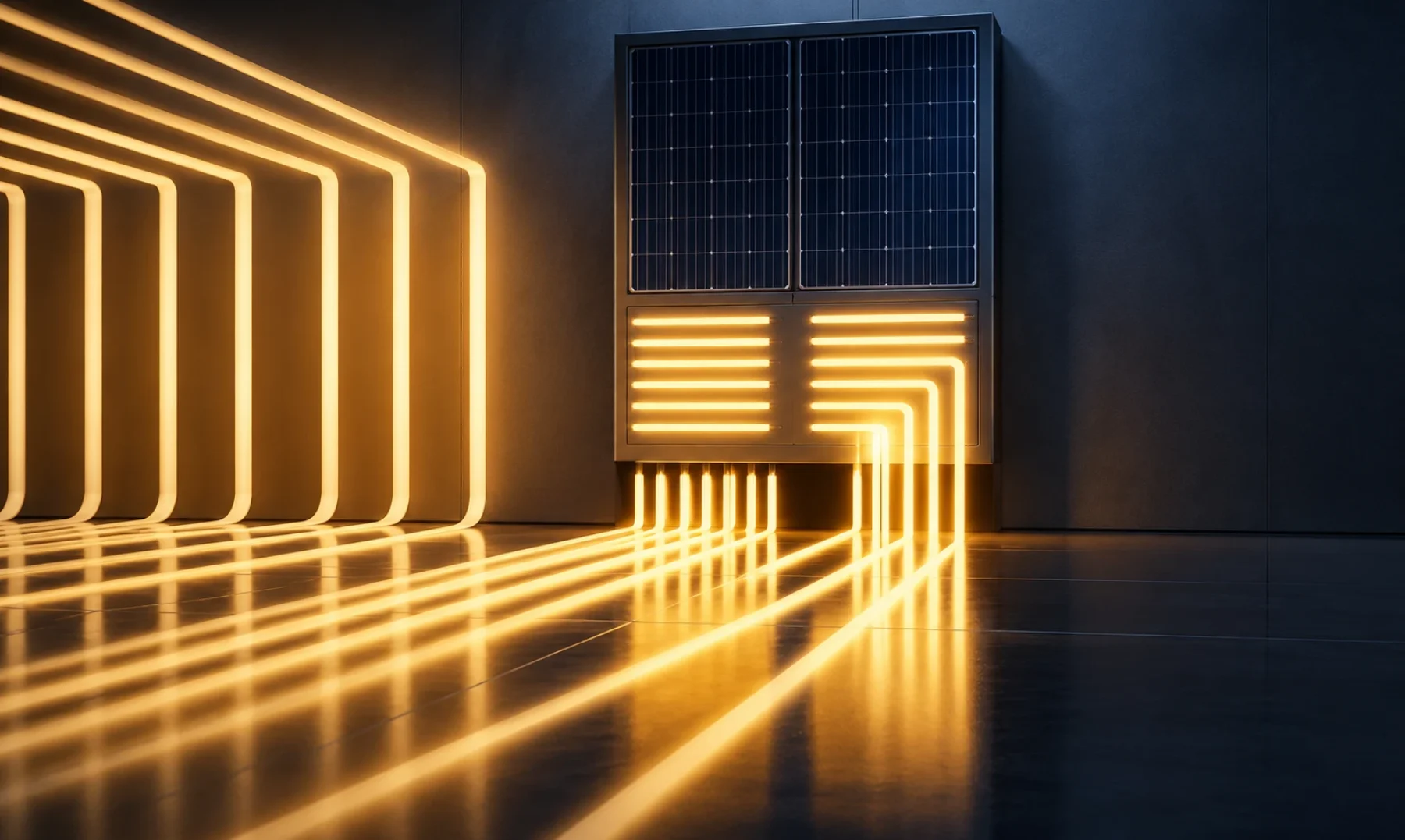 An inverter with golden lines of current